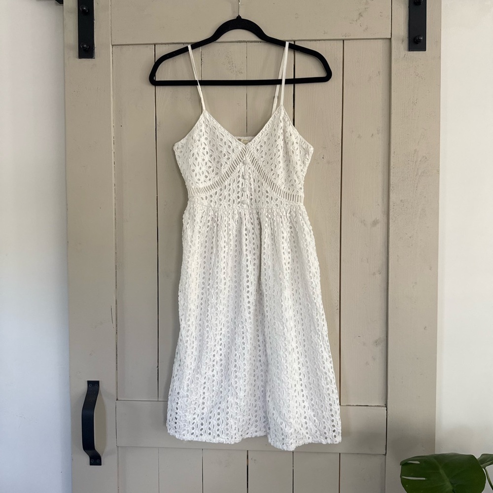 Japna White Eyelet Spaghetti-Strap Mini Dress
